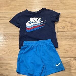 Nike Dark Blue Tee and Bright Blue Shorts Set